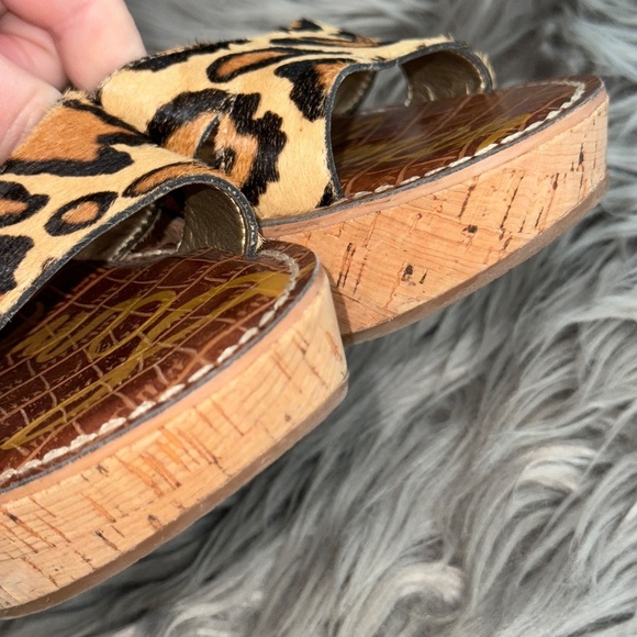 EUC Sam Edelman Reid Wedge Slide Sandal Animal Leopard Print Size 7.5 - Picture 8 of 10